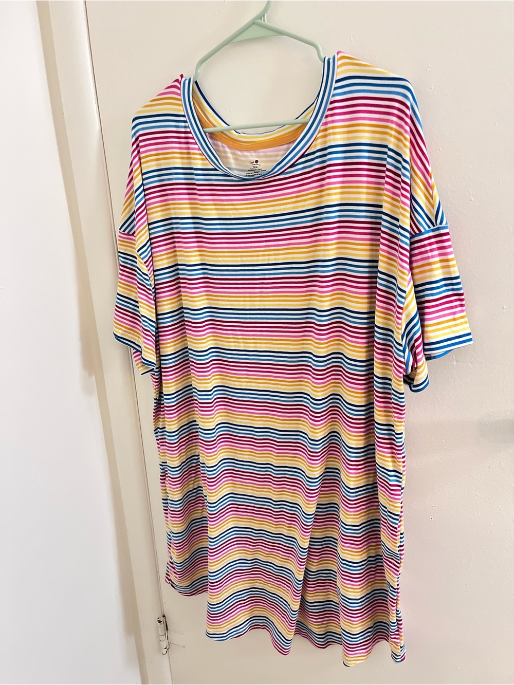 Secret Treasures 2X-3X Rainbow Striped Oversized Lightweight Pajama Nightgown
